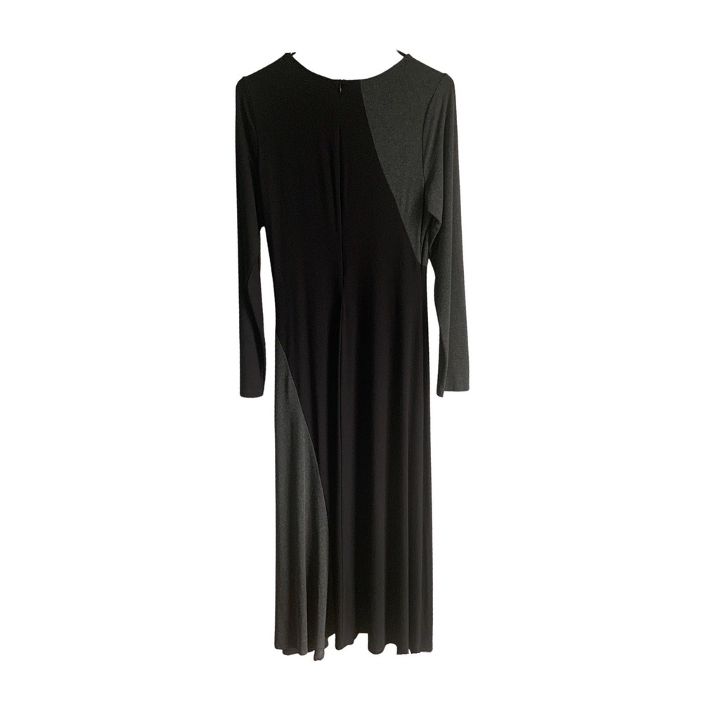 Karen Kane Colorblock Asymmetrical Long Sleeve Maxi Dress Black Gray 4L14311 M